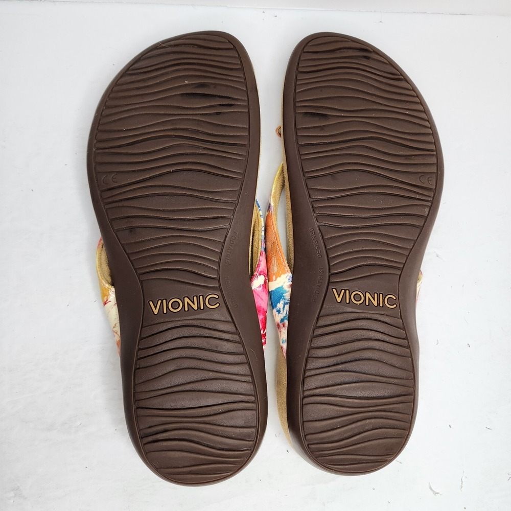 Vionic Bella II Sandal Womens 8 Multi Color Floral Orthotic‎ Bow Flip Flop Thong - Picture 7 of 9